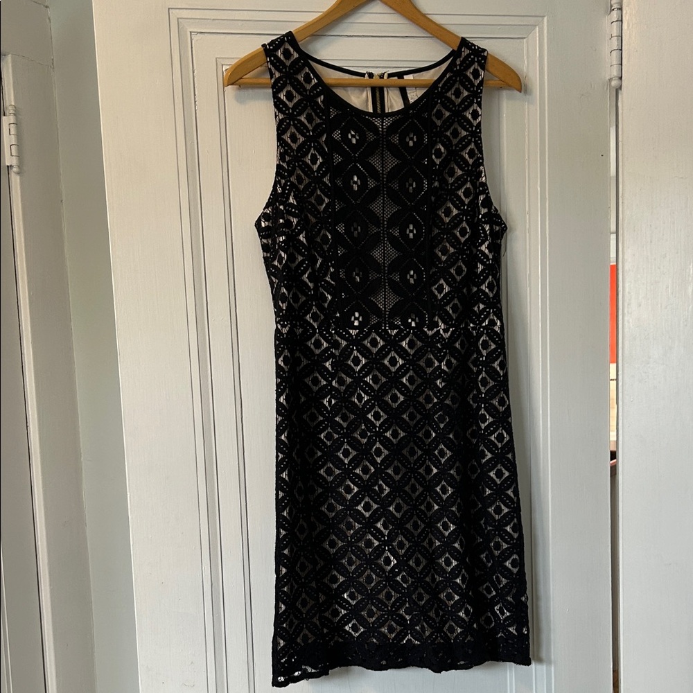 Kensie Black Lace Dress w Cream Slipand Midi Dress